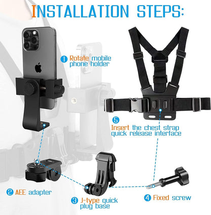 Chest Mobile Holder - Compatible for Mobiles and other Action Cameras